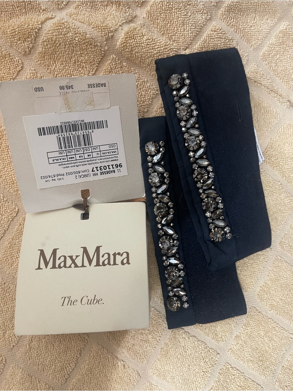 MaxMara Navy Crystal-Embellished Gloves
